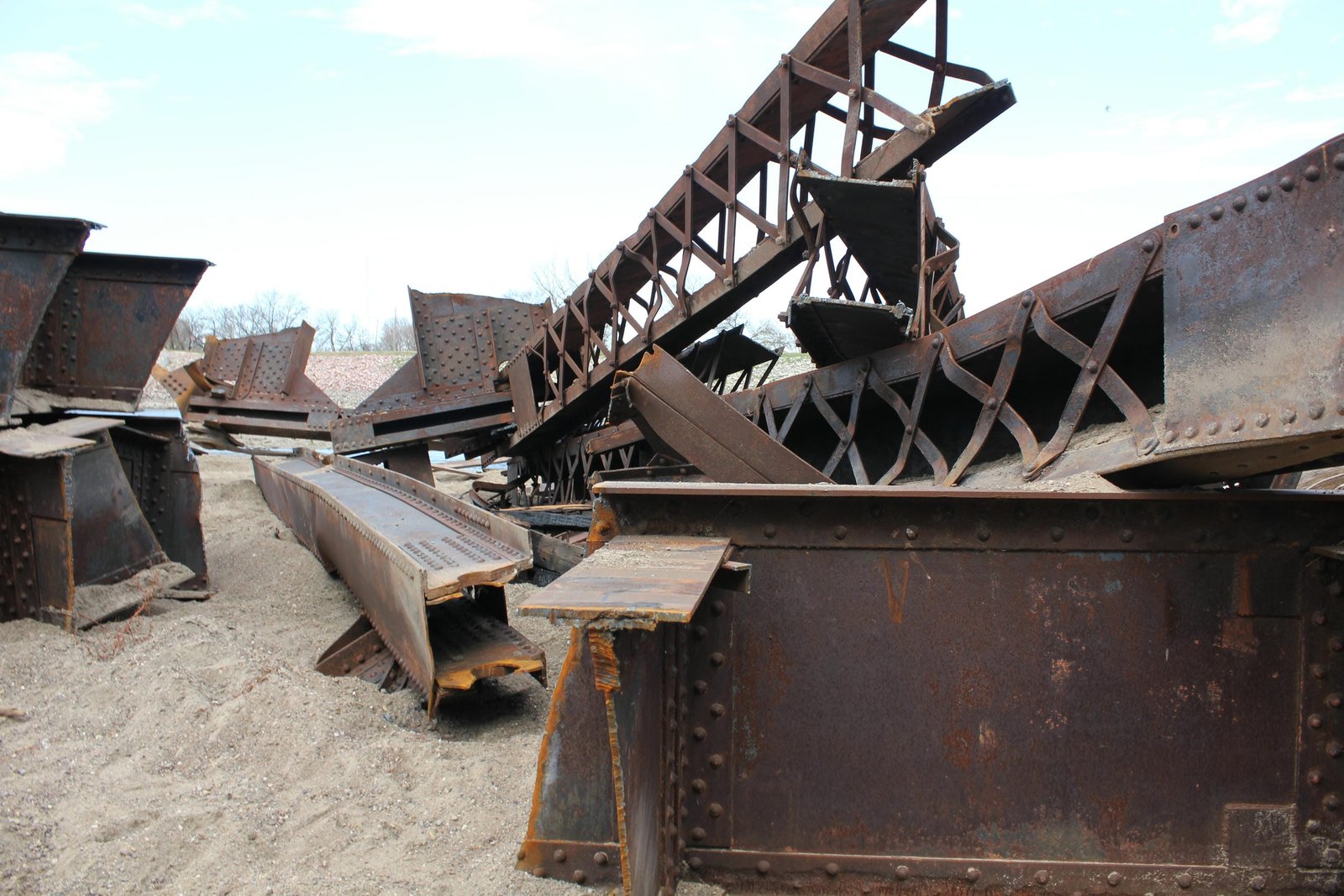 Scrap steel from bridge during demolition